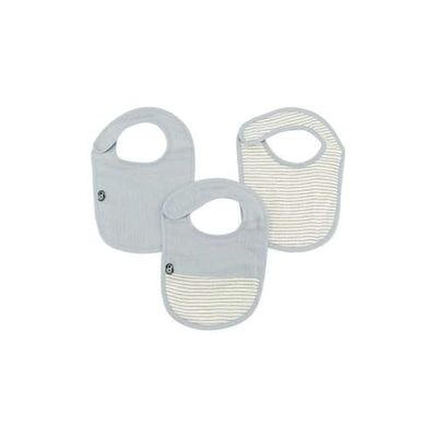 DOMIVA - LOT X3 BAVOIRS MOUSSELINE 6-12 MOIS BLEU VINTAGE EN GAZE DE COTON