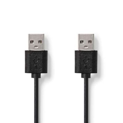 NEDIS Câble USB | USB 2.0 | Connecteur USB-A | Connecteur USB-A | 480 Mbps | Nickelé | 2.00 m | Rond | PVC | Noir | Crochet de suspension