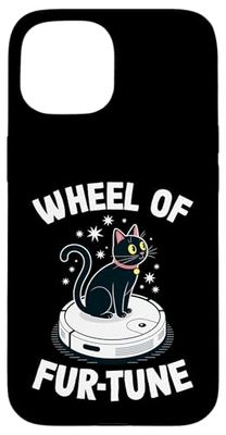 Wheel Of Fur-Tune Cat On Robot Vacuum Cleaner Cat Case for iPhone 15