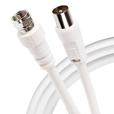 Maplin Cabo coaxial tipo F macho para RF macho, 5 m, cor branca