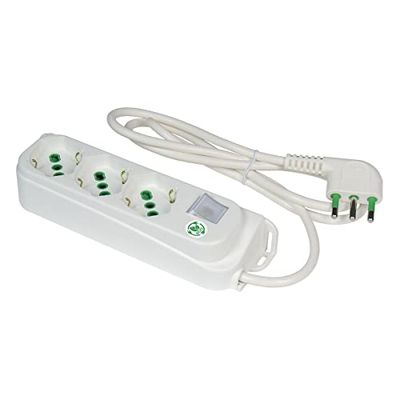 FANTON 47460eco meervoudig stopcontact 3-zits OMEGA ECO RELIFE 3 stopcontacten Italiaans/Duits 2P + T 16A kabel 1,5m 3G1 H05VV-F Italiaanse teamstekker 2P + T 16A + bipolaire lichtschakelaar