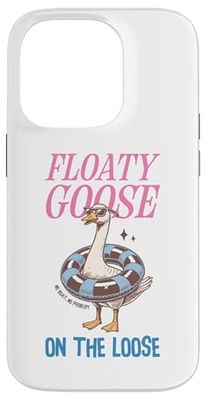 "Floaty Goose on the Loose" Funny Summer Animal Humor Pool Case for iPhone 14 Pro