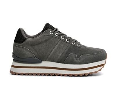 Woden Nora Iii Suede Plateau Sneakers voor dames, donkergrijs, 39 EU