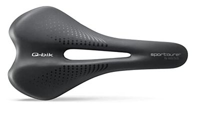 Sportourer by Selle Italia - Q-Bik Flow, Miękkie Siodełko Rowerowe z Szerokim Tylnym Siedziskiem, Wodoodporne i Odpowiednie do Wszystkich Typów Rowerów - Czarne