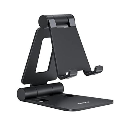 NULAXY Telefoonstandaard, volledig opvouwbare hoek in hoogte verstelbare mobiele telefoonhouder standaard dock aluminium bureau compatibel met iPhone 16 15 14 13 12 11 Pro Max XR X 8, HUAWEI, Galaxy,