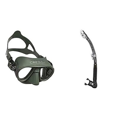 Cressi Sub S.p.A. Calibro Masque de Plongée Mixte Adulte, Vert Alpha Ultra Dry Tuba de Plongée/Natation Noir