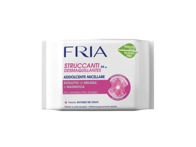 Fria Salviette Struccanti Addolcente Micellare per Pelli Sensibili, con Tessuto Biodegradabile, Dermatologicamente Testate, Confezione da 25 Salviette