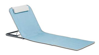 Innov'Axe - Espreguiçadeira de praia dobrável mista, azul/branco (Bleu), 134 x 48 x 40