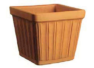 VASO QUADRATO IN TERRACOTTA. LATO CM. 31x 31, ALTEZZA CM. 26. MADE IN ITALY - ARREDO CASA GIARDINO TERRAZZO FIORIERA IN COTTO NATURALE CUBO RIGATO
