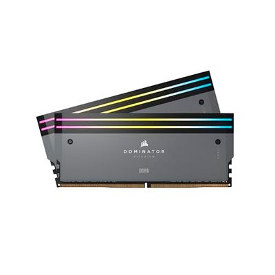 CORSAIR DOMINATOR TITANIUM RGB DDR5 32GB (2x16GB) DDR5 6000MHz CL30 AMD EXPO Intel XMP iCUE Compatible Computer Memory – Grey (CMP32GX5M2B6000Z30)