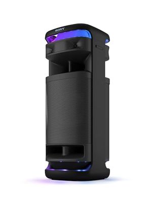 SONY ULT Tower 10 Power Sound - Enceinte Festive Party Box Ultra Puissante, Bluetooth, Modes Deep Bass & Attack Bass, Eclairage 360°, Micro sans Fil Inclus, Facile à déplacer, Roues pivotantes - Noir