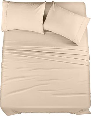 Utopia Bedding Parure de lit 4 pièces en Microfibre (Beige, très Grand lit)