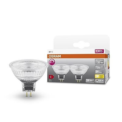 OSRAM Superstar a LED MR16 LAMPADA DI LED Dimmabile per GU5.3 Base, lampada riflettore, GL, 345 lumen, bianco caldo, 2700k, sostituzione per lampadine da 35 W convenzionali, 1 pacco