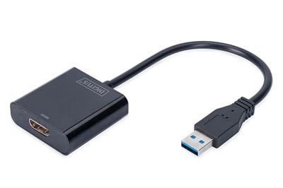 DIGITUS Adaptador de gráficos USB 3.0, USB A para HDMI tipo A, Full HD, 1920 x 1080 pixels, plástico, preto