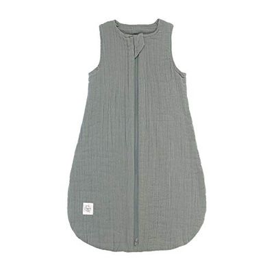 LÄSSIG sommarsovsäck baby, sovsäck små barn, ärmlös bomull, GOTS-certifierad, unisex, chiffong, grön, storlek 62/68 2–6 månader
