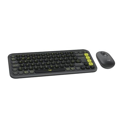 Logitech Pop Icon Combo, combinación de Teclado y ratón Bluetooth, Escritura cómoda, Teclas y Botones programables, clics discretos, Easy-Switch para hasta 3 Dispositivos - Grafito - QWERTY