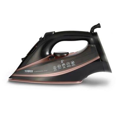 Tower T22013 CeraGlide stoomstrijkijzer, keramische zool, 3000 W, roodgoud en zwart