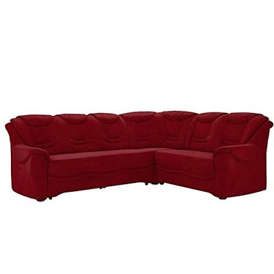 CAVADORE Bansa Sofá esquinero con núcleo de muelles, sofá Acolchado en diseño clásico, Incluye función de Cama, 265 x 94 x 215 cm, Microfibra, Color Rojo Oscuro