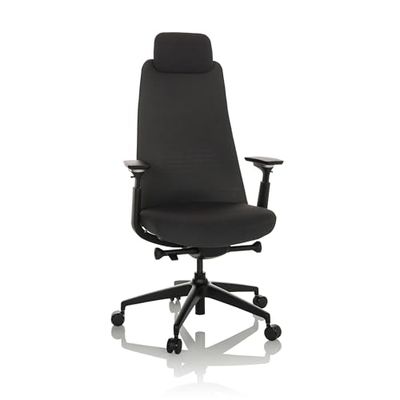 hjh OFFICE Chaise de Bureau Professionnelle YUCANO Chaise pivotante Respirante avec Appui-lordose réglable en Hauteur, Noir, 790024