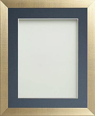 Frame Company Simpson Range Gold 9x7 inch Frame With Blue Mount for 7x5 inch *Choice of Sizes* Fitted with Real Glass