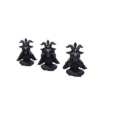 Nemesis Now Cult Cuties Three Wise Baphoboo 13,4 cm, hars, zwart, drie wijze Baphoboo-figuren, Baby Baphomet-beeldjes, Baphomet verzamelobjecten, gegoten in de fijnste hars, vakkundig handgeschilderd