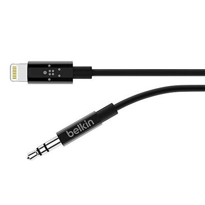 Belkin 6 ft/1.8 m 3.5 mm Audio Cable with Lightning Connector - MFi-Certified Lightning to Aux Cable for iPhone 13, 13 Pro, 13 Pro Max, 13 mini, 12, 12 Pro, 12 Pro Max, 12 mini, Black