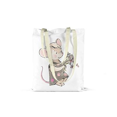 Bonamaison Printed Tote Bag, Reusable Grocery Bag, Shopping Bag, Machine Washable, Foldable, Canvas Cloth Bag with Handles, 48x55 Cm