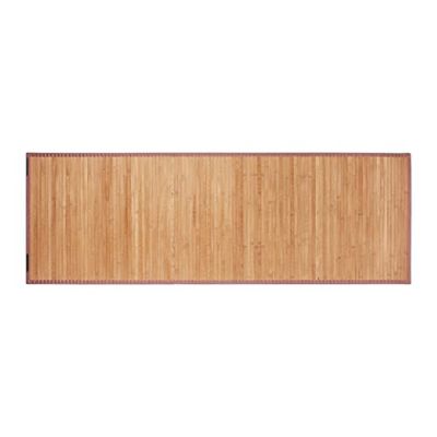Relaxdays Natural Bamboo Bath Mat, Moisture-Resistant, Textile Border, Bathtub Rug, 61 x 182 cm