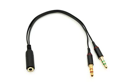 SYSTEM-S Audio Y-kabel 20 cm stereo AUX jack 3,5 mm bus naar 2X stekker platte adapter