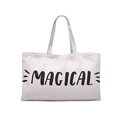 Bonamaison Printed Tote Bag, Reusable Grocery Bag, Shopping Bag, Machine Washable, Foldable, Canvas Cloth Bag with Handles, 47x42 Cm