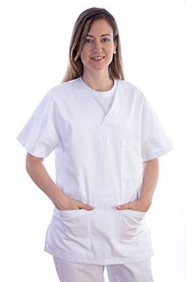 GiMA – Tunika, katoen/polyester, unisex, voor verpleegsters, therapeuten, beauty, gezondheid care, nail, SPA Limo, X-Small, wit, 1
