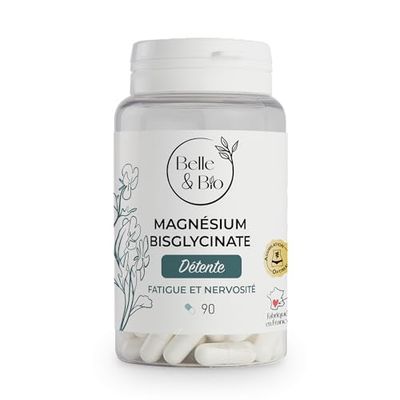 FATIGUE et NERVOSITE - Magnésium Bisglycinate - 90 Gélules - Belle&Bio - Réduction de la fatigue et du stress - Frabique à en France