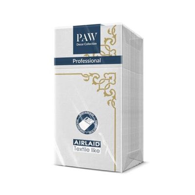 PAW - Airlaid servetter (1/8 fickor) I 25 st I perfekt för bröllop, dop, nattvard, födelsedag I högkvalitativa bordsdekorationstygservetter I servetter tyg I elegant ram guld