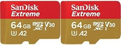 SanDisk 64GB Extreme microSDXC card for Mobile Gaming, up to 170MB/s, with A2 App Performance, UHS-I, Class 10, U3, V30 (Pack of 2)
