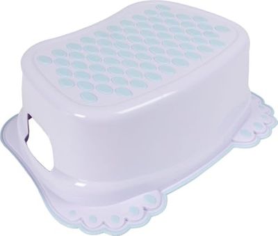 Lila multifunctioneel platform voor kinderen, van plastic, wasbaar en herbruikbaar, met rubberen antislipkussentjes en slechts één trede