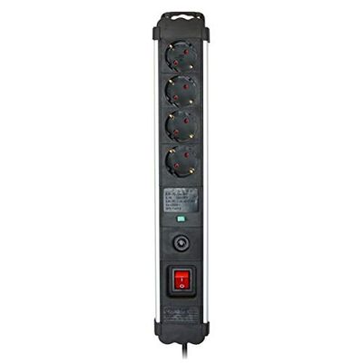 SILVER ELECTRONICS 49644 Base industrial 4 com proteção contra sobretensão e sobreaquecimento, 4 tomadas