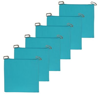 Atout Ciel Set van 6 stoelkussens, tweekleurig, met klittenbandsluiting, van waterafstotende stof, 40 x 40 x 4 cm, turquoise/grijs