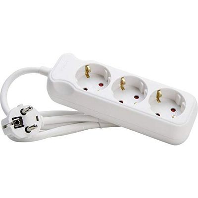 Kopp Extensão de 3 tomadas com tomadas rotativas de 45°, com proteção superior ao toque, com cabo de 1,4 m, H05VV-F3G1,5 mm², 16 A, 250 V, cor branca ártico 128613003