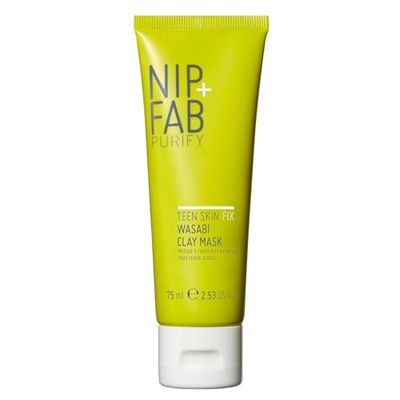 Nip+Fab Teen Skin Fix Maschera di Argilla al Wasabi 75 ml, Purifica i Pori Congestionati con Argilla di Caolino e Acido Salicilico BHA, Formula Lenitiva ed Idratante