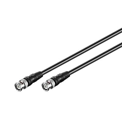 goobay 58880 Cabo de conexão BNC (RG58), cabo coaxial, tomada BNC -> tomada BNC, duplamente blindado, 50 Ohm, preto, 0,25 metros