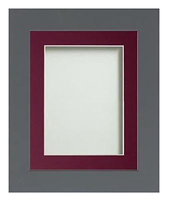 Frame Company Watson Grey Picture Photo Frame fitted with Perspex, A3 with Plum Mount for image size A4