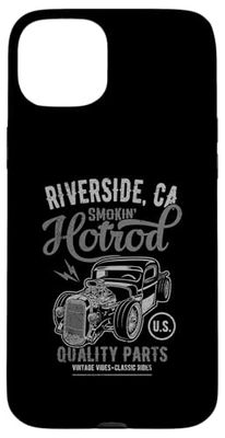 Riverside California Retro Hotrod Car Distressed Design Case for iPhone 15 Plus