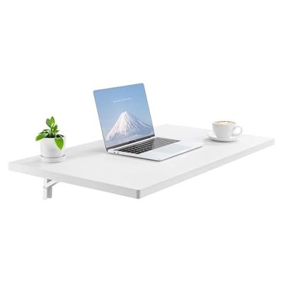 VEVOR Table Pliante Murale, 900 mm x 500 mm, Table à abattant Murale, avec Support en Fer, Bureau Flottant pour Les Petits espaces, Bureau à Domicile, Salle à Manger, buanderie, Cuisine, Bar, Blanc