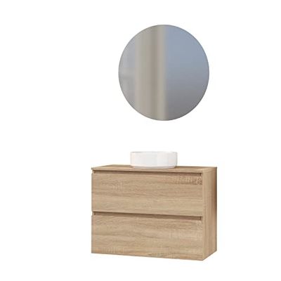 Baikal Mueble de Baño Deva. Mueble Suspendido en Pared Incluye Lavabo cerámico. Disponible en Fondo 39cm y 46cm. Mueble MONTADO.