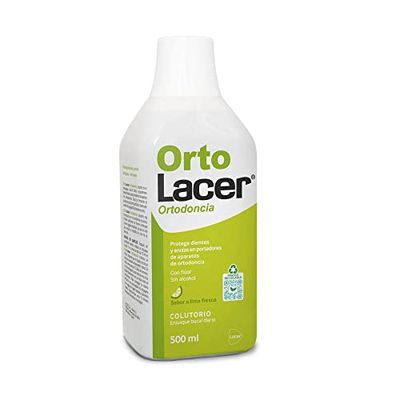 OrtoLACER - Colonne de citron frais 500 ml, pour appareils orthodontiques, triple protection, protection contre les caries, la déminéralisation et l'inflammation des gencives