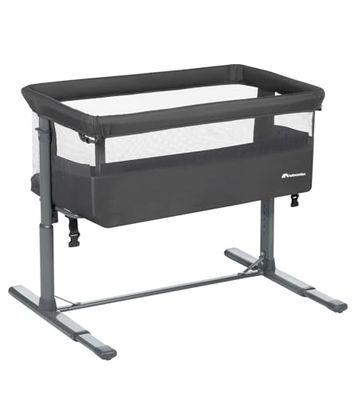 Bebeconfort Zina Co-Sleeper 0–6 mnd (0–9 kg), Opvouwbaar Bijzetbedje, 5 Hoogtestanden, Verstelbaar Matras, Ademende Zijwand, Draagtas, Eenvoudige Montage, Mineral Graphite