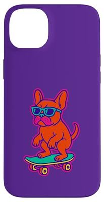 Francese Bulldog Pattinaggio Occhiali da sole Frenchie su Skateboard Custodia per iPhone 14 Plus