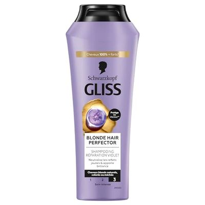 Schwarzkopf - GLISS - Shampooing Réparation Violet - Blonde Hair Perfector - Neutralise les Reflets Jaunes- Apporte de la Brillance - Cheveux blonds naturels, colorés ou méchés - Soin Intense - 250ml