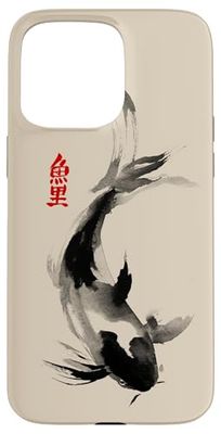 Koi Fish Sumi-e Japanese Watercolor Minimalist Zen Japan Art Case for iPhone 15 Pro Max