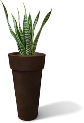Kloris Moderne ronde bloempot met lint voor binnen en buiten, diameter 36 cm, hoogte 70 cm, diepte 27 cm